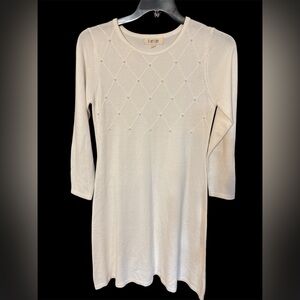Beautiful long sleeve cream sweater dress with pearl embellishments. Never worn!